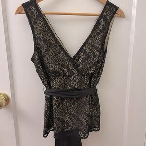 H&M Lace Top with Bow Sash Detail - Size 8